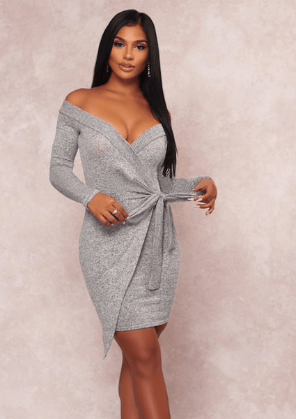 low cut sweater dress ALL WRAPPED UP SWEATER DRESS Medium