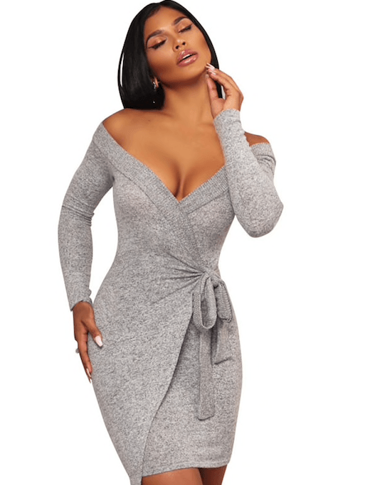 white christmas dresses Nude Boatneck Ribbed Knit Short Sweater Dress
