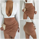 ASYMMETRICAL SUEDE MINI-SKIRT - B ANN'S BOUTIQUE