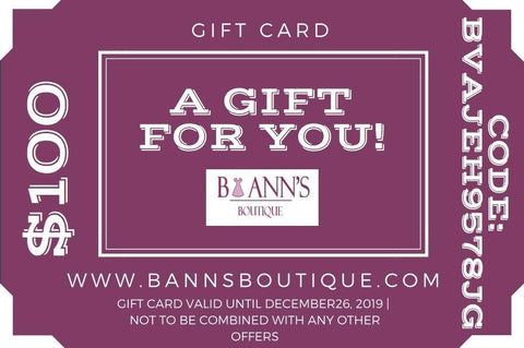 B Ann's Boutique Gift Card - B ANN'S BOUTIQUE, LLC