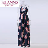 BACKLESS FLORAL MAXI DRESS - B ANN'S BOUTIQUE