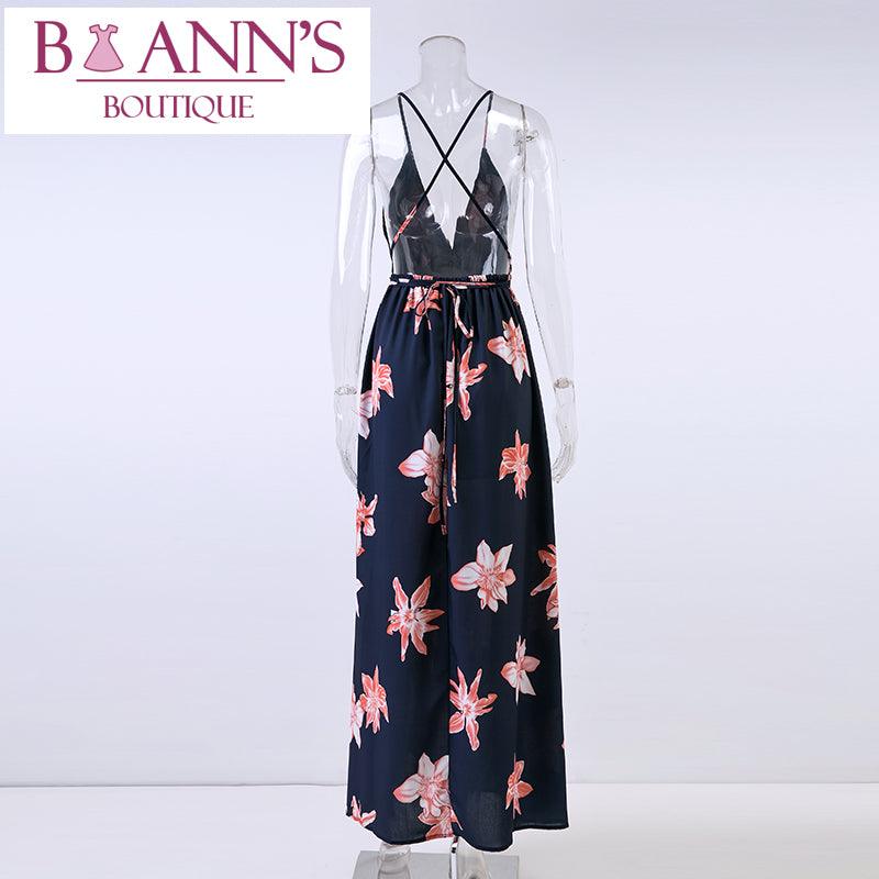 BACKLESS FLORAL MAXI DRESS – B ANN'S BOUTIQUE, LLC