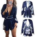 BACKLESS NAVY FLORAL ROMPER - B ANN'S BOUTIQUE