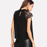 BAD IN BLACK LACE SLEEVES TOP - B ANN'S BOUTIQUE
