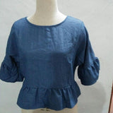 BELLA BUTTERFLY SLEEVE DENIM CROP TOP - B ANN'S BOUTIQUE