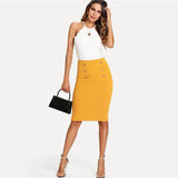 BELLA BUTTON PENCIL SKIRT - B ANN'S BOUTIQUE