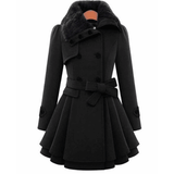 BELTED DOUBLE BREASTED PEACOAT WITH TURN-DOWN FAUX FUR COLLAR - B ANN'S BOUTIQUE