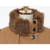 BELTED DOUBLE BREASTED PEACOAT WITH TURN-DOWN FAUX FUR COLLAR - B ANN'S BOUTIQUE