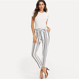 BLACK & PEACH STRIPE ARE SO RIGHT ANKLE PANTS - B ANN'S BOUTIQUE