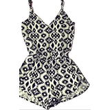 BLACK & WHITE PATTERNED JUST RIGHT ROMPER - B ANN'S BOUTIQUE