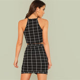 BLACK & WHITE PLAID WRAP RIGHT SET - B ANN'S BOUTIQUE