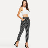 BLACK & WHITE SASSY STRIPE ANKLE PANTS - B ANN'S BOUTIQUE