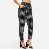 BLACK & WHITE SASSY STRIPE ANKLE PANTS - B ANN'S BOUTIQUE