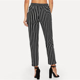 BLACK & WHITE SASSY STRIPE ANKLE PANTS - B ANN'S BOUTIQUE