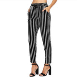 BLACK & WHITE SASSY STRIPE ANKLE PANTS - B ANN'S BOUTIQUE