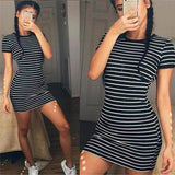 BLACK & WHITE SASSY STRIPE DRESS - B ANN'S BOUTIQUE