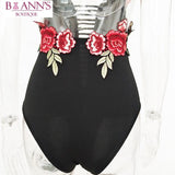 BLACK FLORAL EMBROIDERED BODYSUIT - B ANN'S BOUTIQUE