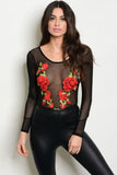 BLACK FLORAL MESH BODYSUIT - B ANN'S BOUTIQUE