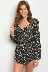 BLACK FLORAL ROMPER
