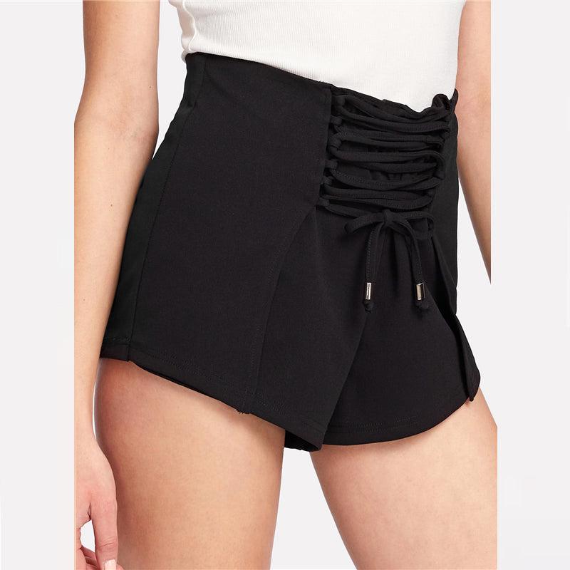 BLACK FRONT LACE-UP SHORTS – B ANN'S BOUTIQUE, LLC