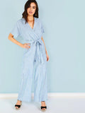 BLUE & WHITE JUST RIGHT JUMPSUIT - B ANN'S BOUTIQUE