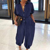 BUTTON-UP DENIM JUMPSUIT — TWO BLUE - B ANN'S BOUTIQUE, LLC