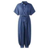 BUTTON-UP DENIM JUMPSUIT — TWO BLUE - B ANN'S BOUTIQUE, LLC