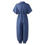 BUTTON-UP DENIM JUMPSUIT — TWO BLUE - B ANN'S BOUTIQUE, LLC