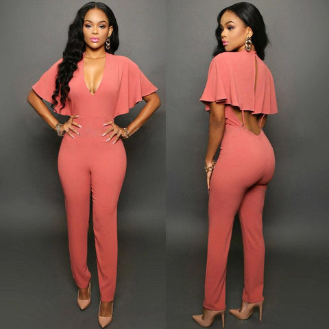 CAPED BACKLESS JUMPSUIT - B ANN'S BOUTIQUE