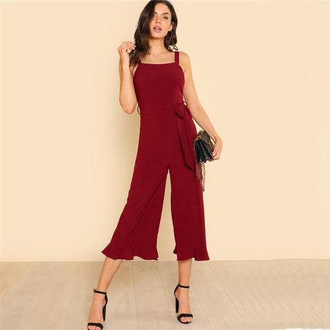 CHIC ANKLE RUFFLE JUMPSUIT - B ANN'S BOUTIQUE