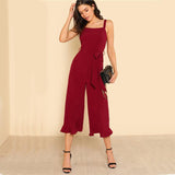 CHIC ANKLE RUFFLE JUMPSUIT - B ANN'S BOUTIQUE