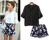 CHIFFON FLORAL SHORTS SET - B ANN'S BOUTIQUE