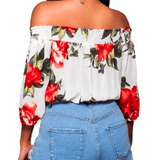 CHIFFON OFF-SHOULDER FLORAL TOP - B ANN'S BOUTIQUE