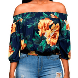 CHIFFON OFF-SHOULDER FLORAL TOP - B ANN'S BOUTIQUE