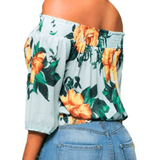 CHIFFON OFF-SHOULDER FLORAL TOP - B ANN'S BOUTIQUE