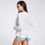 CHIFFON RUFFLED COLLAR LACE-UP TOP - B ANN'S BOUTIQUE