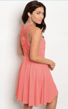 CORAL LACE BACK DRESS - B ANN'S BOUTIQUE