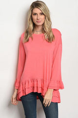 CORAL RUFFLE TOP