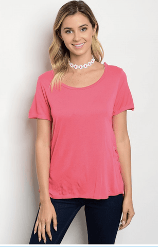 CORAL SIDE LACE-UP TOP - B ANN'S BOUTIQUE