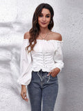 CORSET ELEGANCE: SPRING/AUTUMN OFF-SHOULDER PULLOVER - B ANN'S BOUTIQUE, LLC