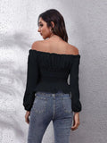 CORSET ELEGANCE: SPRING/AUTUMN OFF-SHOULDER PULLOVER - B ANN'S BOUTIQUE, LLC