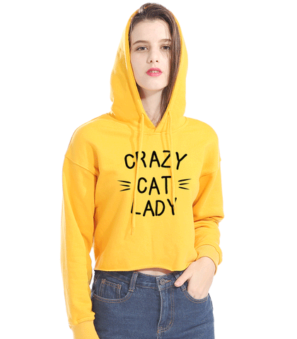 CROPPED CRAZY CAT LADY HOODIE - B ANN'S BOUTIQUE