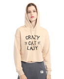 CROPPED CRAZY CAT LADY HOODIE - B ANN'S BOUTIQUE