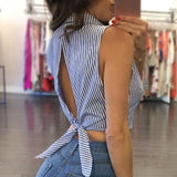 CROPPED STRIPED BUTTON-UP - B ANN'S BOUTIQUE