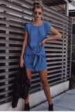 DENIM FRONT BOW SHEATH DRESS - B ANN'S BOUTIQUE
