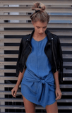DENIM FRONT BOW SHEATH DRESS - B ANN'S BOUTIQUE