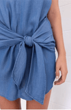 DENIM FRONT BOW SHEATH DRESS - B ANN'S BOUTIQUE