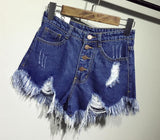 DESTROYED HIGH WAIST DENIM SHORTS - B ANN'S BOUTIQUE, LLC