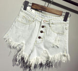 DESTROYED HIGH WAIST DENIM SHORTS - B ANN'S BOUTIQUE, LLC