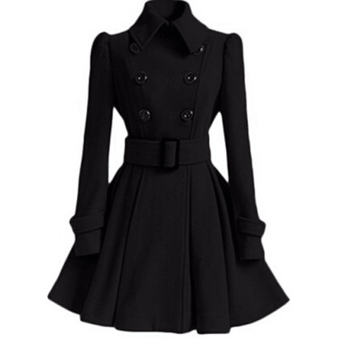 DOUBLE-BREASTED WOMENS BELTED PEACOATS - B ANN'S BOUTIQUE